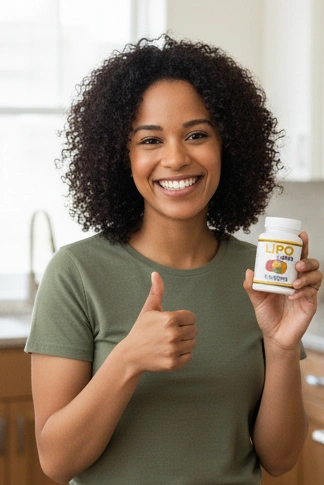 Customer holding Lipojaro bottle